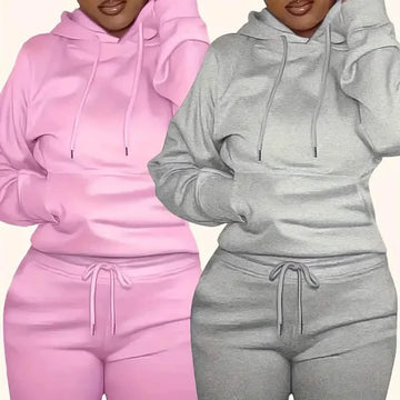 Solid Drawstring Casual Long Sleeve Hoodie