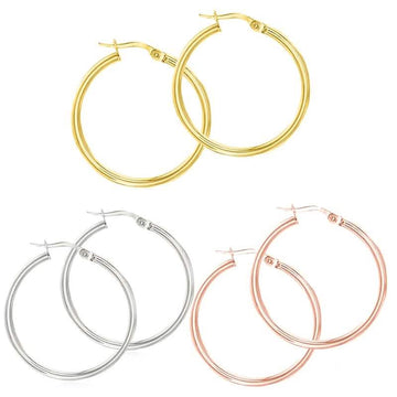 Solid Sterling Silver Plain French Lock Hoops