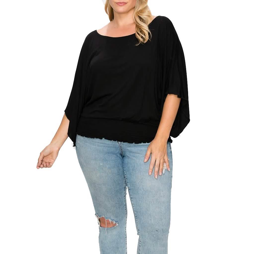 Solid Top Featuring Flattering Wide Sleeves