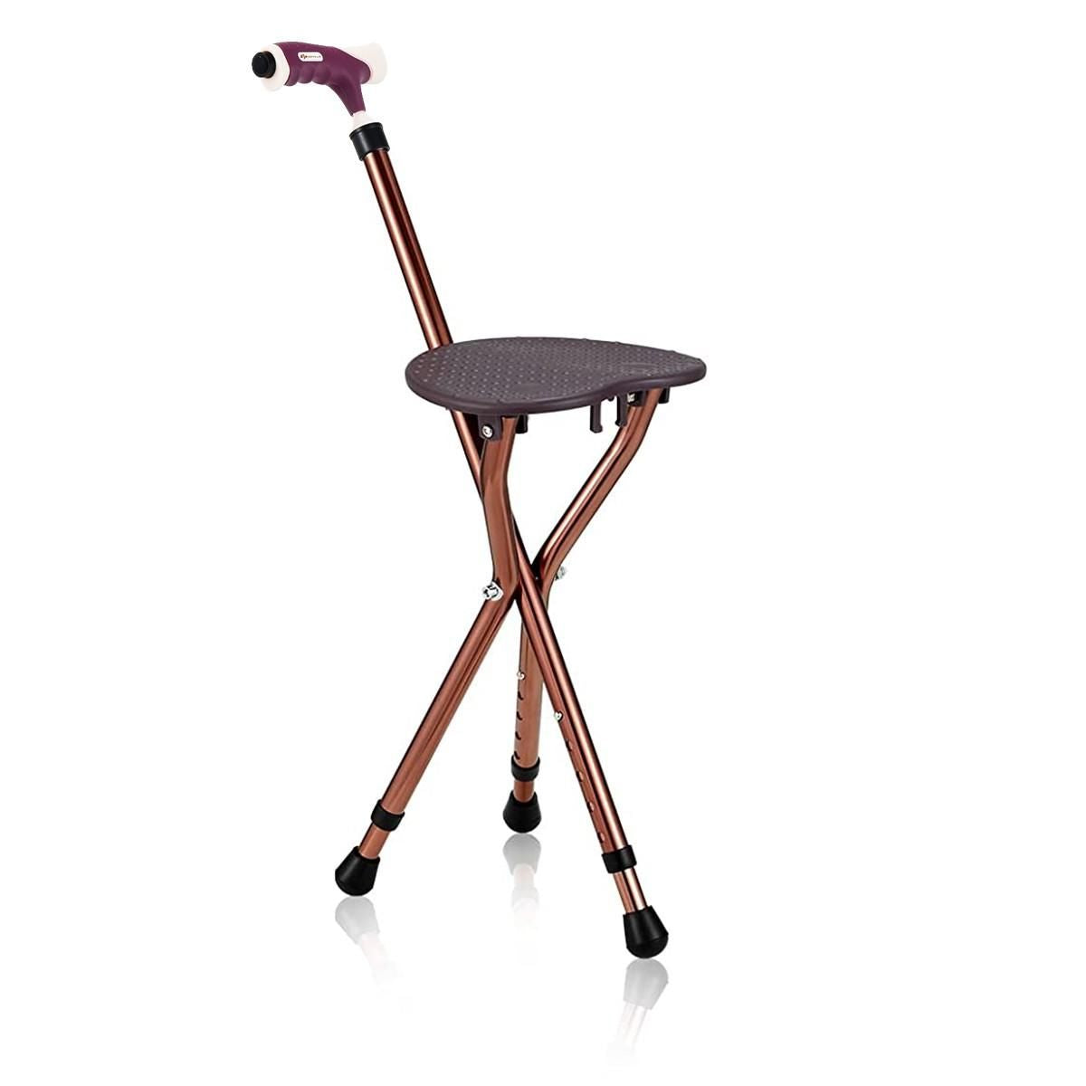 Lightweight Adjustable Folding Cane Seat with Light