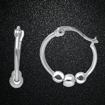 Stainless Steel Ball Hoop Earrings