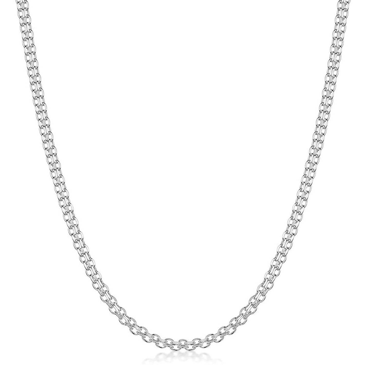 Sterling Silver 2.2mm Italian Bismark Chain Necklace