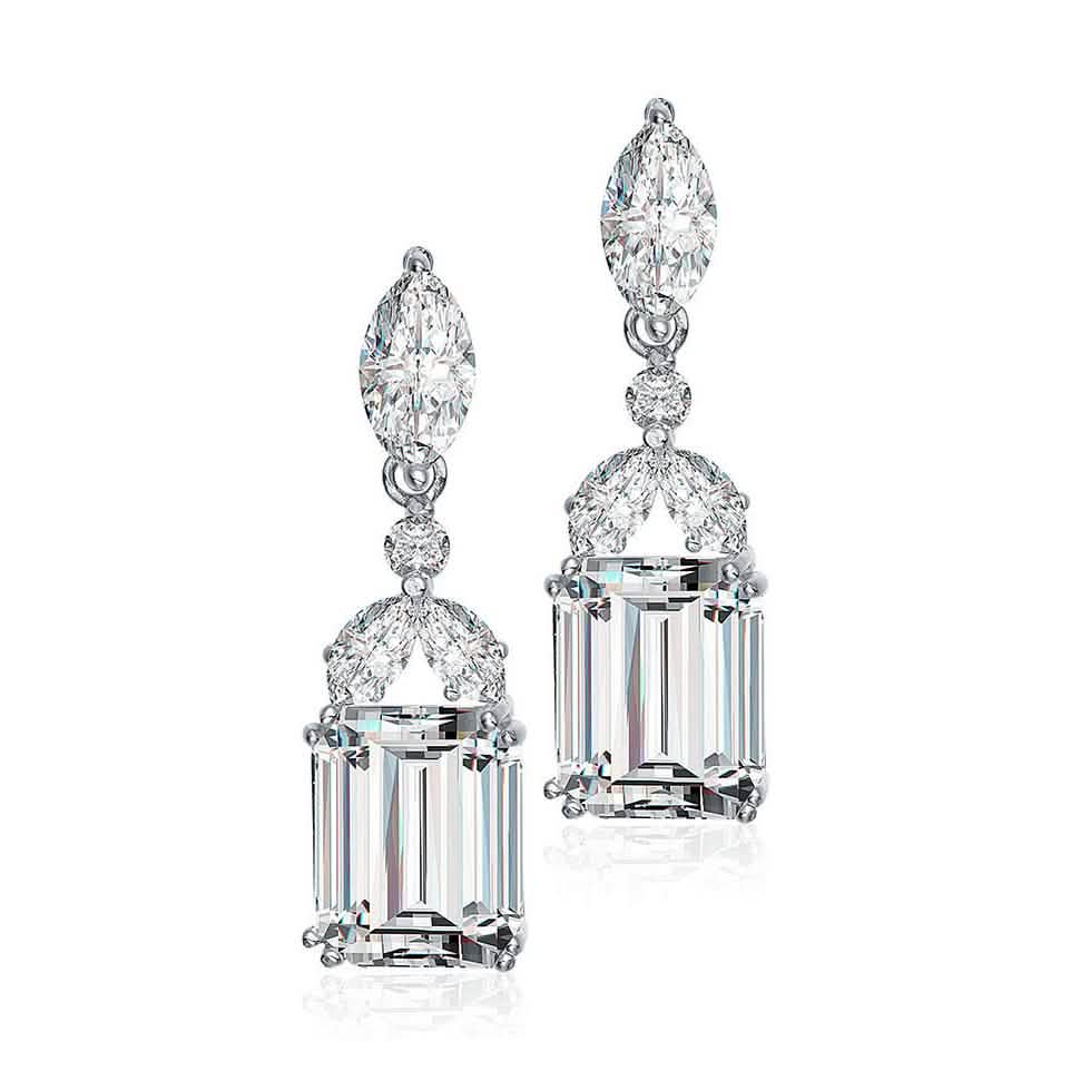 Sterling Silver Cubic Zirconia Lantern Earrings