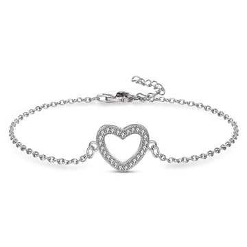 Sterling Silver CZ Heart Bracelet