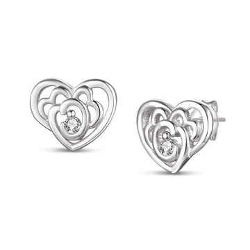 Sterling Silver CZ Heart Shape Earrings