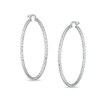 Sterling Silver Diamond Cut Hoops