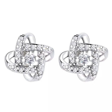 Sterling Silver Love Knot Stud Earrings with Swarovski Crystals