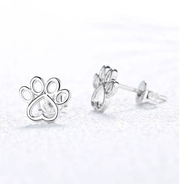 Sterling Silver Paw Stud Earrings