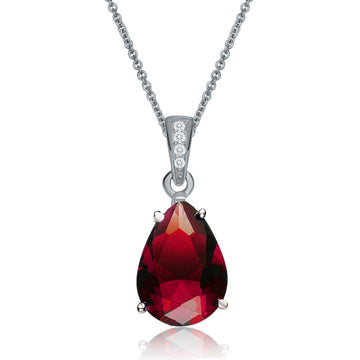 Sterling Silver Red CZ Pendant necklace