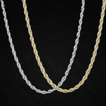 Sterling Silver Rope Twisted Link Chain Necklace