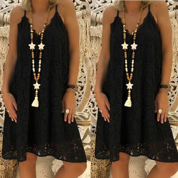 Summer Women's Loose V-neck Sling Sleeveless Dress