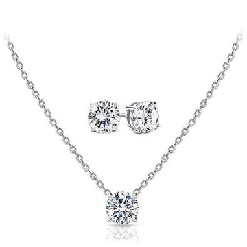 Swarovski Elements Round Cut Necklace with Studs Sets