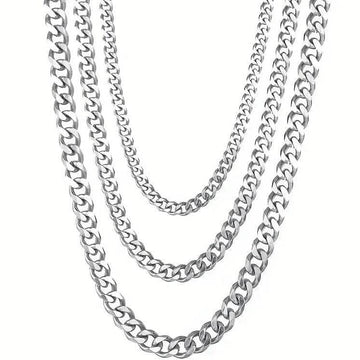 Titanium Stainless Steel Trendy Necklace Cuban Chain with Lobster Clasp
