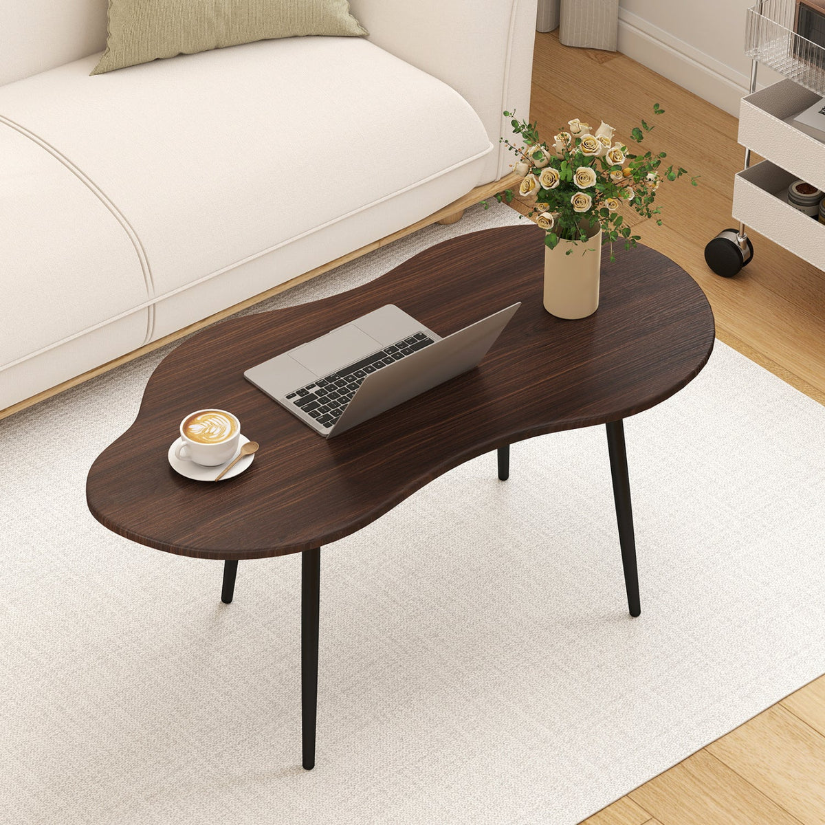Cloud Shape Coffee Table 39.5 inch Irregular Center Table with Metal Frame