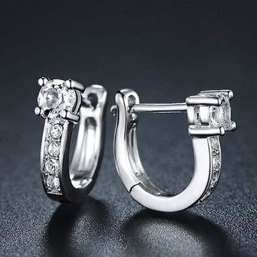 White Gold Plated Swarovski Elements Crystal Huggie