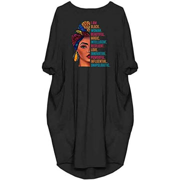 Woman's Long Sleeve Loose Pocket Oversize Tunic Dress