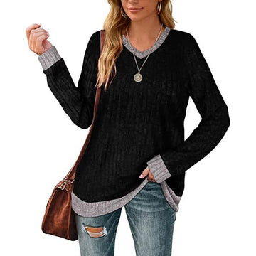 Women Lightweight V Neck Long Sleeve Tunic