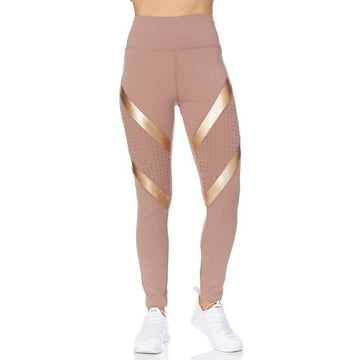Women's High Waist Active Full Length Leggings With Lazer Cut Mesh