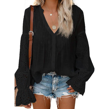 Women's Lace Crochet V-Neck Top