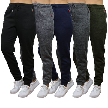 Women's Loose-Fit Marled Fleece Jogger Sweatpants With Zipper Pockets