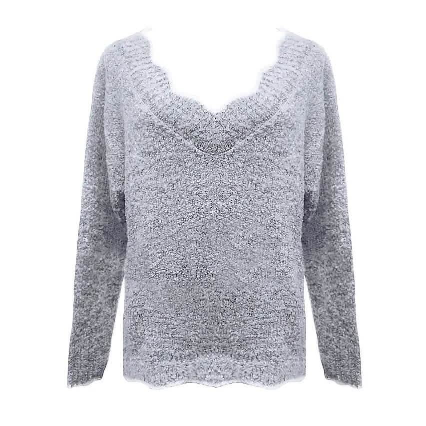 Women's Pullover Sweater Knitted Solid Colored Casual Acrylic Long Sleeve Loose Sweater Cardigans V Neck