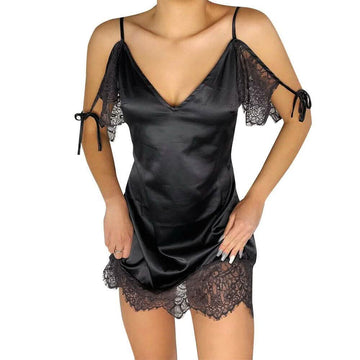 Women's Sexy Lace Satin Mini Dress