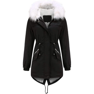 Women's Thick Warm Fleece Lined Winter Coat Jacket Parka with Fluffy Hood